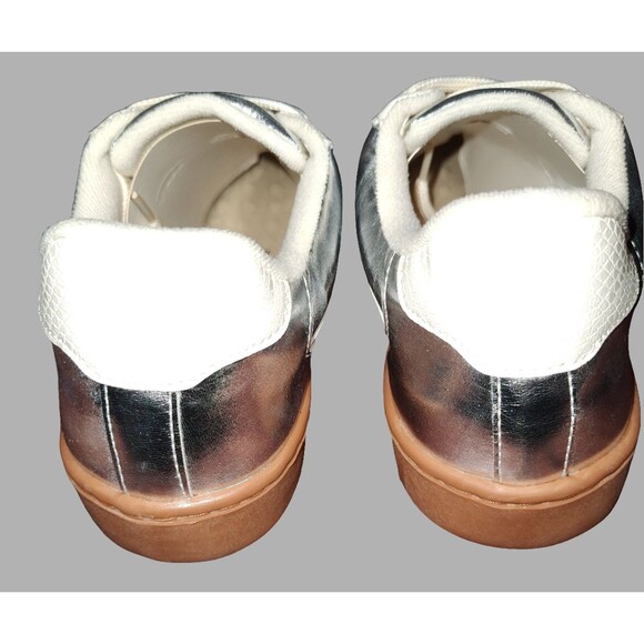 Women's Silver Sneakers with Laces - Picture 2 of 4